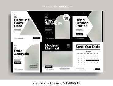 Vector of modern stylized social media post and template
