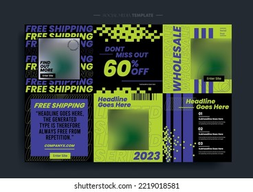 Vector of modern stylized social media post and template