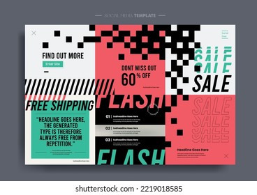 Vector of modern stylized social media post and template