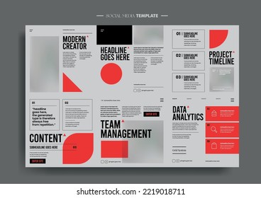Vector of modern stylized social media post and template