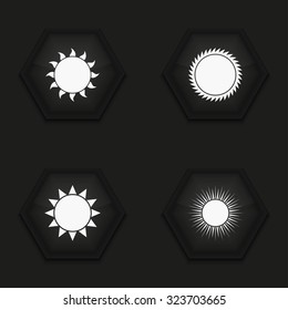 Vector modern sun icons set on background