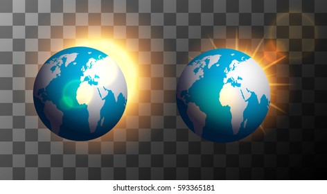 vector modern sunrise over the earth on a transparent background