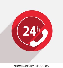 Vector modern support red circle icon with shadow