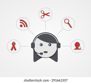 Vector modern support  woman with sample icon on white background