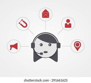 Vector modern support  woman with sample icon on white background