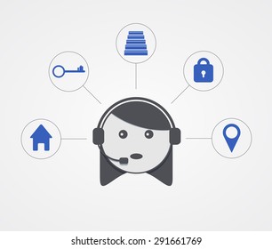 Vector modern support  woman with sample icon on white background