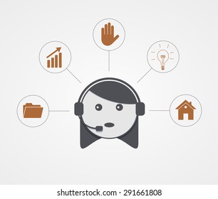 Vector modern support  woman with sample icon on white background