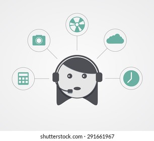 Vector modern support  woman with sample icon on white background