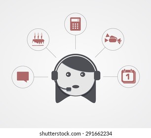 Vector modern support  woman with sample icon on white background