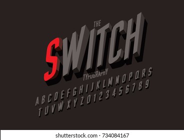 Vector of modern switch font and alphabet