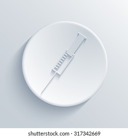 Vector modern syringe light circle icon with shadow