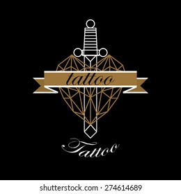 Vector of Modern tattoo studio logo templates on dark background