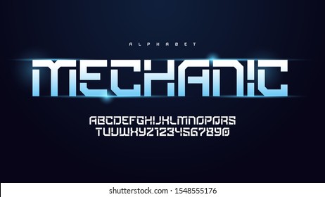 Vector modern technology alphabet, creative characters set.