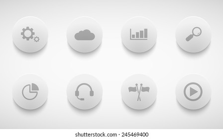 Vector modern technology circle icons set on grey background