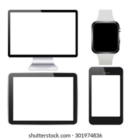 Vector modern technology gadget set on white background