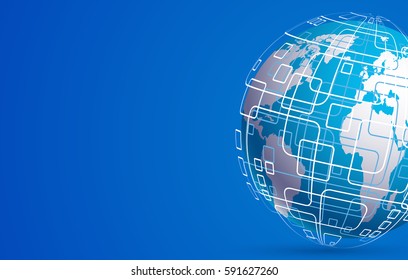 Vector modern techology concept background. global world backdrop