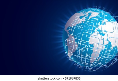 Vector modern techology concept background. global world backdrop
