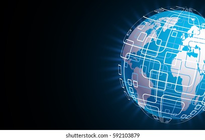 Vector modern techology concept background. global world backdrop