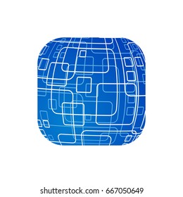 Vector modern techology icon on white background. global world backdrop