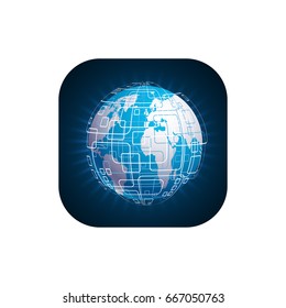 Vector modern techology icon on white background. global world backdrop