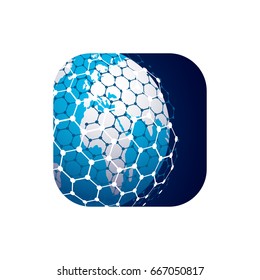 Vector modern techology icon on white background. global world backdrop