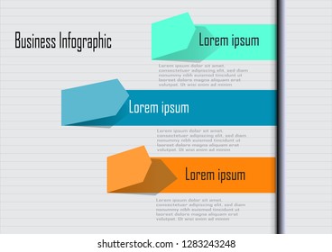 Vector Modern Template for diagram, graph, presentation and chart. Business concept with 3 options, parts, steps or processes. Data visualization. 