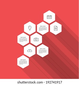Vector modern template. Septagon mosaic with clean flat shadow and one-color background. Abstract template with place for your content. 