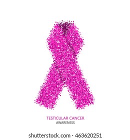 Vector modern testicular cancer awareness circles desigen. Pink ribbon isolated on white background
