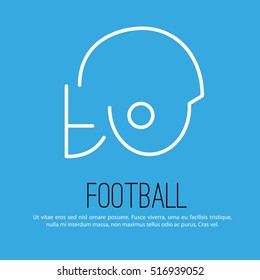 Vector modern thin flat icon on the theme of American football with place for text.