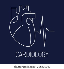 Vector modern thin line health care concept design element on cardiology | Trendy minimalistic medical heart health icon 