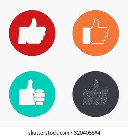 Vector modern thumb up colorful icons set on white background