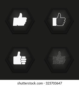Vector modern thumb up  icons set on  background