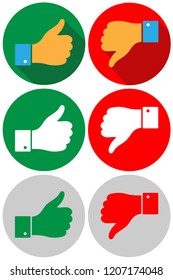 Vector. Modern Thumbs Up and Thumbs Down Icons, green and red.