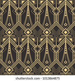 Vector modern tiles pattern. Abstract art deco seamless monochrome background