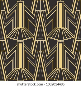 Vector modern tiles pattern. Abstract art deco seamless monochrome background