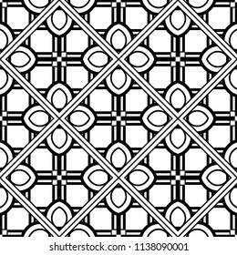 Vector modern tiles pattern. Abstract art deco seamless monochrome background