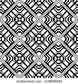 Vector modern tiles pattern. Abstract art deco seamless monochrome background