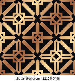 Vector modern tiles pattern. Abstract art deco seamless golden background
