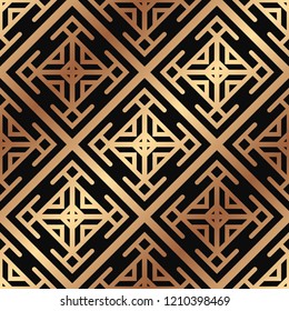 Vector modern tiles pattern. Abstract art deco seamless golden background