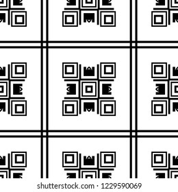 Vector modern tiles pattern. Abstract art deco seamless monochrome background