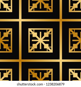 Vector modern tiles pattern. Abstract art deco seamless golden background