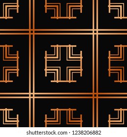 Vector modern tiles pattern. Abstract art deco seamless golden background