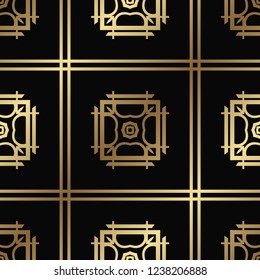 Vector modern tiles pattern. Abstract art deco seamless golden background