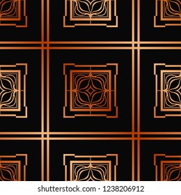 Vector modern tiles pattern. Abstract art deco seamless golden background