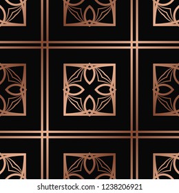Vector modern tiles pattern. Abstract art deco seamless golden background