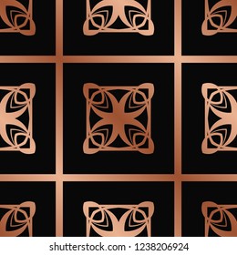 Vector modern tiles pattern. Abstract art deco seamless golden background