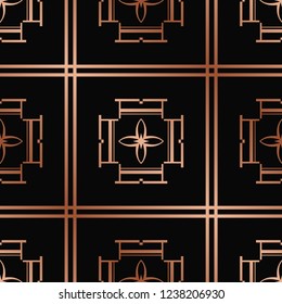 Vector modern tiles pattern. Abstract art deco seamless golden background