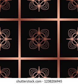 Vector modern tiles pattern. Abstract art deco seamless golden background