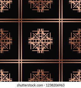 Vector modern tiles pattern. Abstract art deco seamless golden background