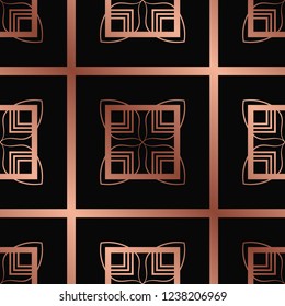 Vector modern tiles pattern. Abstract art deco seamless golden background